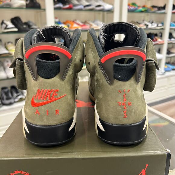 Jordan 6 Retro Travis Scott olive green size 10.5 Pre-Owned - Picture 5 of 8